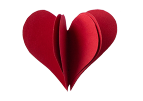 Red paper decoration heart isolated on a transparent background png