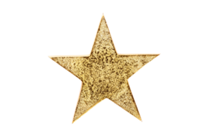Gold christmas star isolated on a transparent background png
