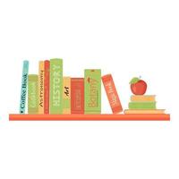 Colored bookshelf with apple vector