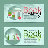 libros conjunto de dos pancartas vector