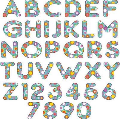 Floral pattern alphabet on blue background