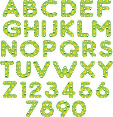 Easter chick and tulips pattern alphabet