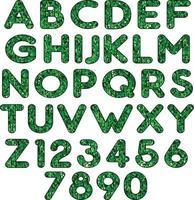 Green glitter effect alphabet vector