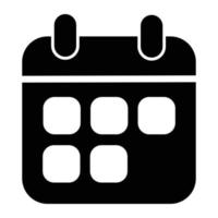 Calendar vector icon. Black illustration isolated for graphic and web design.