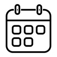 Calendar vector icon. Black illustration isolated for graphic and web design.