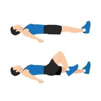 Man doing Laying heel slides or knee bends exercise vector