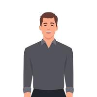 Young man Smile standing in front of camera and laughing. Fun concept. vector