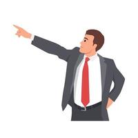 Young businessman pointing his finger forward with a happy face. 1.man posing hero shot pointing up vector