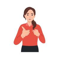 Gesture business woman pointing finger at you vector