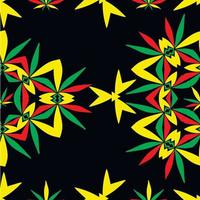 cannabis seamless pattern on black background ornament vector