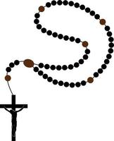 Brown wooden catholic rosary. Cross. Rosary necklace. Beaded rosary. Rosary prayer. vector