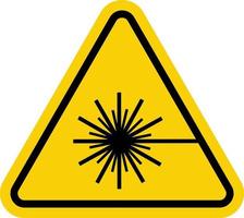 Laser hazard sign. Warning yellow triangle. Do not look into the laser beam. Laser beam sign. vector