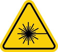 láser peligro signo. advertencia amarillo triángulo. hacer no Mira dentro el láser haz. láser haz signo. vector