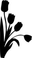 Tulip. Spring Flower. Silhouettes of tulip flowers with leaves. Design element. vector