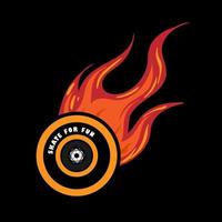 skateboard wheels flame full color for tshirt, logo or apparel vector