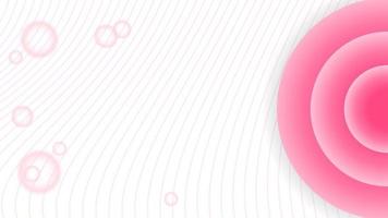 wavy line, bubble and circle elements on white background. minimal, simple and clean concept. pink and white. used for background, backdrop, banner, wallpaper, copy space or landing page vector