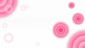 background design with wavy line, bubble and circle elements. minimal, simple and clean concept. pink and white. used for background, backdrop, banner, wallpaper, copy space or landing page vector