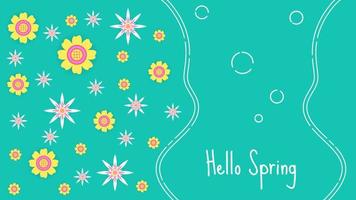 hello spring background desing with flowers. minimal, beatiful and simple concept. used for greeting card, banner, or wallpaper vector