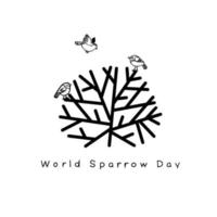 World Sparrow Day vector. Cute brown sparrow cartoon character. Sparrow Day Poster, March 20. Important day vector