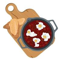 shakshuka vector ilustración en un blanco antecedentes.