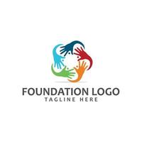 unique hand foundation full-color logo vector