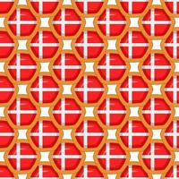 Pattern cookie with flag country Denmark in tasty biscuit vector