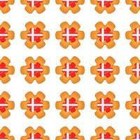 Pattern cookie with flag country Denmark in tasty biscuit vector