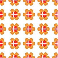 Pattern cookie with flag country Denmark in tasty biscuit vector