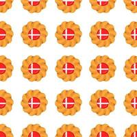 Pattern cookie with flag country Denmark in tasty biscuit vector