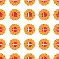 Pattern cookie with flag country Denmark in tasty biscuit vector