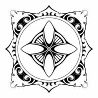 circle line art with carved ornament vector