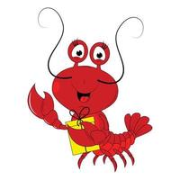cute lobster animal cartoon vector