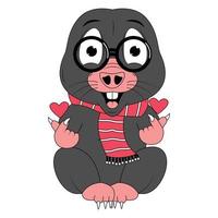 cute mole animal cartoon graphic vector