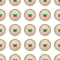 Pattern cookie with flag country Bulgaria in tasty biscuit vector