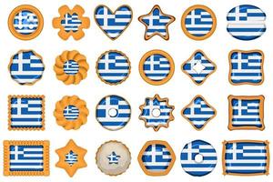 Homemade cookie with flag country Greece in tasty biscuit vector