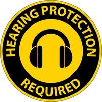 Hearing Protection Required Sign On White Background vector