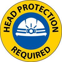 Head Protection Required Sign On White Background vector