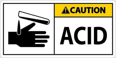 Caution Acid Sign On White Background vector