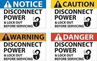 Caution Disconnect Power Label On White Background vector