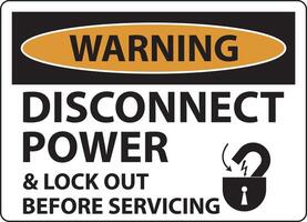 Warning Disconnect Power Label On White Background vector