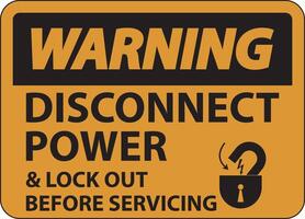 Warning Disconnect Power Label On White Background vector