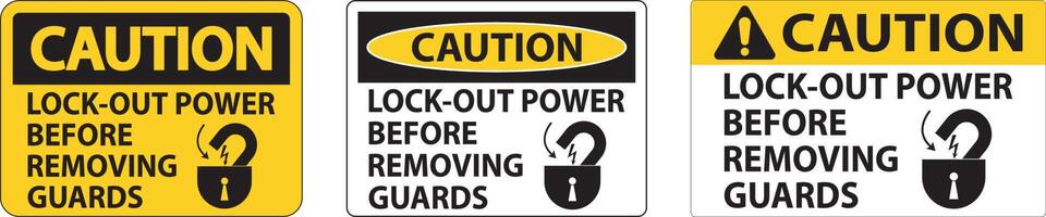 Caution Lock-Out Power Label On White Background vector