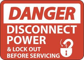 Danger Disconnect Power Label On White Background vector