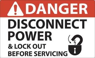 Danger Disconnect Power Label On White Background vector