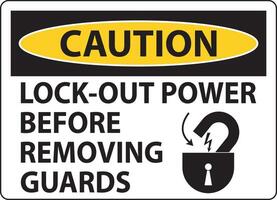 Caution Lock-Out Power Label On White Background vector