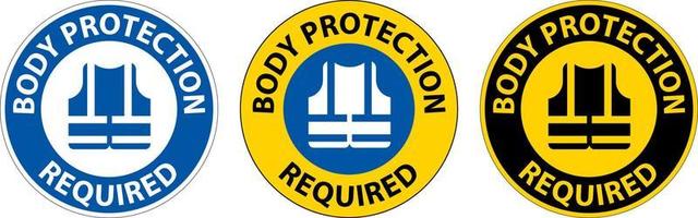 Body Protection Required Sign On White Background vector