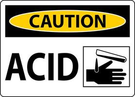 Caution Acid Sign On White Background vector