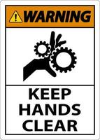 Warning Keep Hands Clear On White Background vector