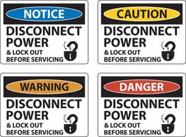 Caution Disconnect Power Label On White Background vector