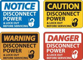 Caution Disconnect Power Label On White Background vector